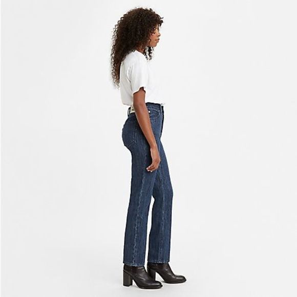 Levi's® WellThread® 70's High Rise Straight Fit Women's Jeans-Indigo Flower-Blue - Picture 2 of 4